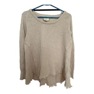 Ruby Moon‎ Women Size Medium Knit Sweater Raw Hem Long Sleeve Pullover Bohemian